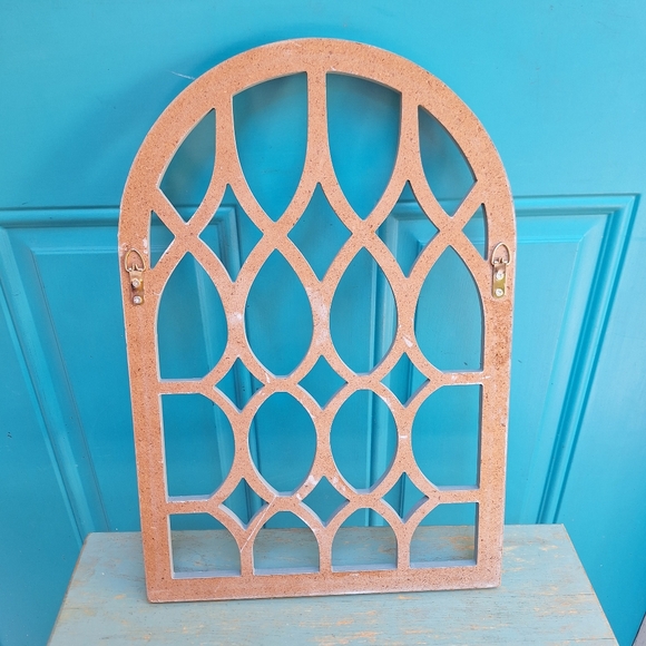 Wooden Arch Wall Hanging Turquoise Teal Arched Wall Decor Window Art Solid Color - Picture 9 of 12